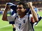 Midfielder Theodoros Zagorakis celebrates Greece winning the European Championships on July 04, 2004.