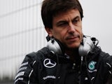 Toto Wolff the Mercedes GP Executive Director looks on from the pitwall during day four of Formula One Winter Testing at the Circuito de Jerez on January 31, 2014