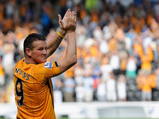 Dean Windass of Hull City applauds the fans during the Pre Season Friendly between Hull City and Aberdeen at the KC Stadium on August 9, 2009