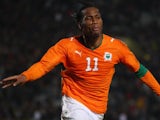 Didier Drogba celebrates scoring for Ivory Coast against Turkey on February 11, 2009.