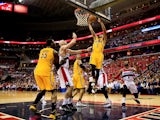 George Hill #3 of the Indiana Pacers drives to the basket againt the Washington Wizards during Game Six of the Eastern Conference Semifinals during the 2014 NBA Playoffs at Verizon Center on May 15, 2014