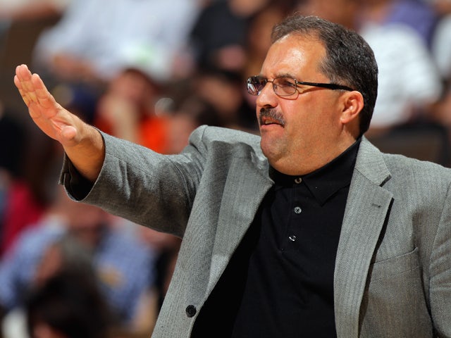 Head coach Stan Van Gundy leads the Orlando Magic against the Denver Nuggets at Pepsi Center on April 22, 2012