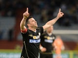 Antonio Di Natale of Udinese Calcio celebrates after scoring his opening goal during the Serie A match between Udinese Calcio and Sampdoria at Stadio Friuli on May 17, 2014