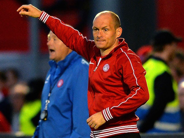 Hamilton Academical manager Alex Neil watches on during the Scottish Premiership Play-off Final First Leg, between Hamilton Academical and Hibernian on May 21, 2014
