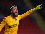 Goalkeeper Ben Hamer of Charlton shouts instructions during the Sky Bet Championship match between Charlton Athletic and Barnsley at The Valley on April 15, 2014