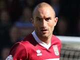 Chris Hackett of Northampton Town in action during the Sky Bet League Two match between Northampton Town and Oxford United at Sixfields Stadium on May 3, 2014