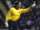 David Seaman in action for Arsenal against Newcastle United on March 02, 2002.