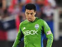 Gonzalo Pineda #8 of the Seattle Sounders FC controls the ball against the FC Dallas on April 12, 2014