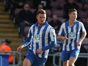 Jack Barmby of Hartlepool United in action during the Sky Bet League Two match between Northampton Town and Hartlepool United at Sixfields Stadium on February 22, 2014
