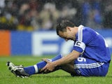 Chelsea captain John Terry slips after taking a penalty during the Champions League final on May 21, 2008.