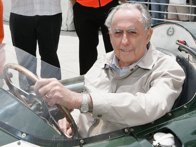 Australian motor racing ace Sir Jack Brabham poses prior to setting out onto the track at the New Zealand A1 Grand Prix at Taupo Race Track on January 20, 2007