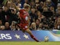 Toulon's English fly-half Jonny Wilkinson kicks a try conversion during the European Cup final rugby union match between RC Toulon and Saracens at The Millennium Stadium in Cardiff, South Wales, on May 24, 2014