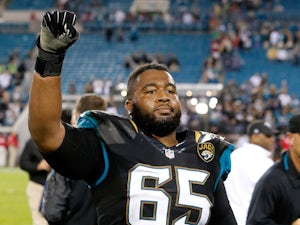 Will Rackley #65 of the Jacksonville Jaguars celebrates following a victory over the Houston Texans at EverBank Field on December 5, 2013