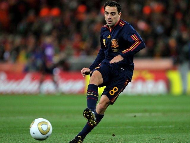 Xavi in action for Spain during the World Cup final on July 11, 2010.