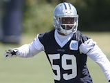 Anthony Hitchens #59 of the Dallas Cowboys runs drills during Dallas Cowboy rookie minicamp at Dallas Cowboys Headquarters in Irving on May 16, 2014