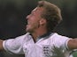 David Platt celebrates scoring for England at the World Cup on July 01, 1990.