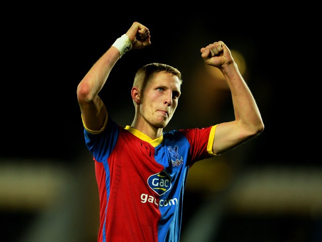 Dean Moxey of Crystal Palace celebrates victory after the Barclays Premier League match between Hull City and Crystal Palace at KC Stadium on November 23, 2013