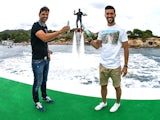 Former Champions League winners Fernando Morientes and Luis Garcia at the Heineken Ibiza Final on May 24, 2014