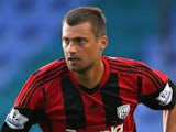 Gabriel Tamas of West Bromwich Albion in action during the pre-season friendly between West Bromwich Albion and Atromitosat Greenhous Meadow on July 29, 2013