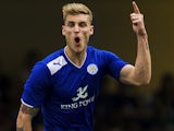 George Taft of Leicester City celebrates after scoring against Sunderlanl on day three of the Hong Kong International Soccer Sevens at Hong Kong Football Club on May 26, 2013