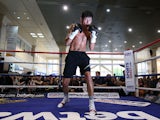 Jamie McDonnell works out prior to the IBF and WBA super-middleweight champion Carl Froch work out at Broadmarsh Shopping Centre on May 26, 2014