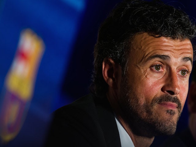 Luis Enrique Martinez faces the media during his official presentation as the new coach of FC Barcelona at Camp Nou on May 21, 2014