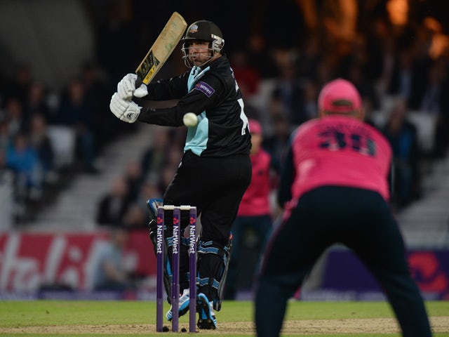 Azhar Mahmood of Surrey bats during the NatWest T20 Blast match between Surrey and Middlesex Panthers at The Kia Oval on May 30, 2014