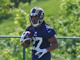 Tre Mason #27 of the St. Louis Rams participates in a rookie minicamp at Rams Park on May 16, 2014 