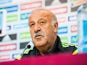 Head coach Vicente Del Bosque of Spain faces the media during a press conference ahead of their international friendly match against Bolivia at the Ramon Sanchez Pizjuan stadium on May 29, 2014