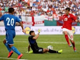 England's Adam Lallana shoots for goal against Honduras on June 07, 2014.