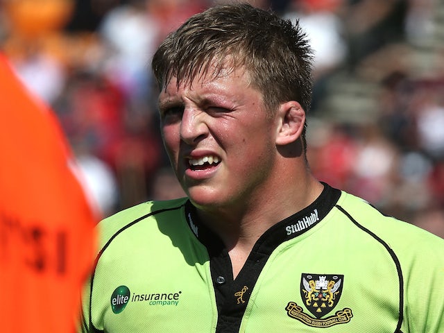 Alex Waller of Northampton Saints in action during the Aviva Premiership match between Saracens and Northampton Saints at Allianz Park on April 13, 2014 