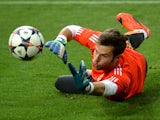 Real Madrid's goalkeeper Jesus Fernandez warms up during a training session at the Dortmund stadium, western Germany on April 7, 2014