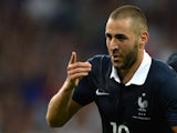 France's forward Karim Benzema celebrates after scoring a goal during the friendly football match between France and Jamaica at the Pierre Mauroy stadium, on June 08, 2014