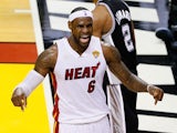 Miami Heat forward LeBron James celebrates during the 2013 NBA Finals on June 20, 2013