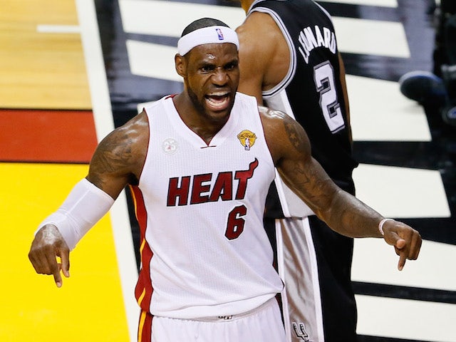 Miami Heat forward LeBron James celebrates during the 2013 NBA Finals on June 20, 2013