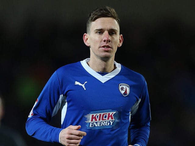 Mark Randall of Chesterfield in action during the npower League Two match between Chesterfield and Northampton Town at the Proact Srtadium on January 12, 2013