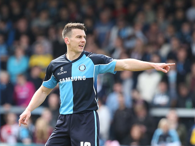 Matt Bloomfield of Wycombe Wanderers in action during the Sky Bet League Two match between Wycombe Wanderers and Northampton Town at Adams Park on April 18, 2014