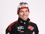 Biathlete Michael Roesch of Germany poses during a photo call on October 26, 2010