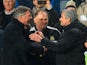 West Ham United's English manager Sam Allardyce (L) shakes hands with Chelsea's Jose Mourinho (R) after the English Premier League football match on January 29, 2014