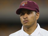 Usman Khawaja of the Bulls looks on during day two of the Sheffield Shield match between Queensland and Western Australia at The Gabba on March 4, 2014