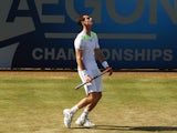  Andy Murray of Great Britain reacts in his match against Radek Stepanek of the Czech Republic during their Men's Singles on day four of the Aegon Championships at Queens Club on June 12, 2014