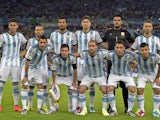 Argentina's national team players pose during the Group F football match between Argentina and Bosnia Hercegovina at the Maracana Stadium in Rio De Janeiro during the 2014 FIFA World Cup on June 15, 2014