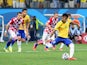 Neymar of Brazil takes a penalty kick in the second half during the 2014 FIFA World Cup Brazil Group A match between Brazil and Croatia at Arena de Sao Paulo on June 12, 2014