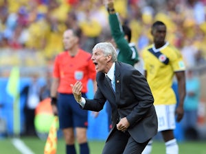 Colombia's Argentinian coach Jose Pekerman reacts during a Group C football match between Colombia and Greece at the Mineirao Arena in Belo Horizonte during the 2014 FIFA World Cup on June 14, 2014
