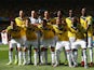  Colombia players pose for a team photo before the 2014 FIFA World Cup Brazil Group C match between Colombia and Greece at Estadio Mineirao on June 14, 2014