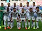Costa Rica players line up for a photo before a Group D football match between Uruguay and Costa Rica at the Castelao Stadium in Fortaleza during the 2014 FIFA World Cup on June 14, 2014
