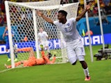 England's forward Daniel Sturridge celebrates after scoring a goal during a Group D football match between England and Italy at the Amazonia Arena in Manaus during the 2014 FIFA World Cup on June 14, 2014
