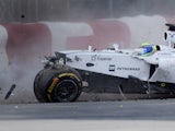 Williams driver Felipe Massa of Brazil hits the wall at turn 1 during the Canadian Formula One Grand Prix at the Circuit Gilles Villeneuve in Montreal on June 8, 2014