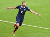 France's forward Karim Benzema after an own goal during a Group E football match between France and Honduras at the Beira-Rio Stadium in Porto Alegre during the 2014 FIFA World Cup on June 15, 2014