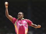 West Indies bowler Jerome Taylor catches a ball during the fifth and final ODI between the West Indies and South Africa on June 3, 2010